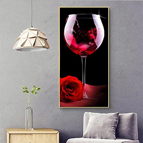 DIY 5D Diamond Painting Kits,Full Bohrer Rotweinglas Rose große Größe Diamant Malerei Bilder Kristall Strass Stickerei Cross Stitch Handgemachtes Bastelarbeiten Wanddekoration(Square Drill)60x120cm DIY 5D Diamond Painting Kits,Full Bohrer Rotweinglas Rose große Größe Diamant Malerei Bilder Kristall Strass Stickerei Cross Stitch Handgemachtes Bastelarbeiten Wanddekoration(Square Drill)60x120cm von LEUYA