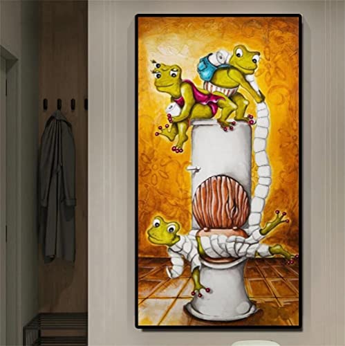 Groß DIY Diamond Painting Bilder Kits, Cartoon Frosch Toilette 5D Diamond Painting Set Voller Diamant Kreuzstich Mosaik Gemälde für Kunst Basteln Leinwand Wanddekoration Aufkleber(Round Drill)40x80cm von LEUYA