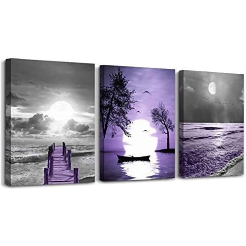 LEUYA 3 Teilig Diamond Painting Bilder,5D DIY Diamant Painting Vollbohrer Kit,Schwarz-Weiß-Ozean-lila Landschaft Malen nach Zahlen Diamant,Geschenk für Erwachsene Kinder,Arts Craft Wand Decor 25x30cm LEUYA 3 Teilig Diamond Painting Bilder,5D DIY Diamant Painting Vollbohrer Kit,Schwarz-Weiß-Ozean-lila Landschaft Malen nach Zahlen Diamant,Geschenk für Erwachsene Kinder,Arts Craft Wand Decor 25x30cm von LEUYA