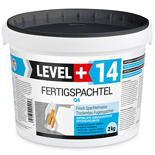 2 kg Fertigspachtel Spachtelmasse Glättspachtel Fugenspachtel reinweiss Weiß RM14 von LEVEL PLUS