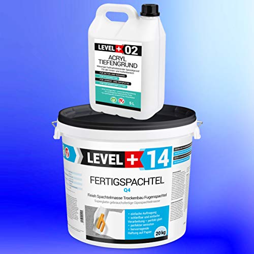 Fertigspachtel 20kg und 5L Tiefengrund, Gipsspachtel, Glättspachtel, Spachtelmasse, Feinspachtelmasse Fugenspachtel Spachtel SET600 Fertigspachtel 20kg und 5L Tiefengrund, Gipsspachtel, Glättspachtel, Spachtelmasse, Feinspachtelmasse Fugenspachtel Spachtel SET600 von LEVEL PLUS