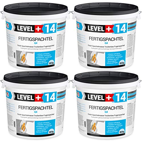 Fertigspachtel 80 kg Spachtelmasse Glättspachtel Fugenspachtel reinweiss Weiß RM14 von LEVEL PLUS