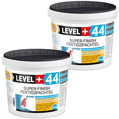 Super Finish Spachtel 10+10kg Fertigspachtel Q4 Perfekt Glätt Flächen Füll für Küche Bad Wohnzimmer RM44 von LEVEL PLUS