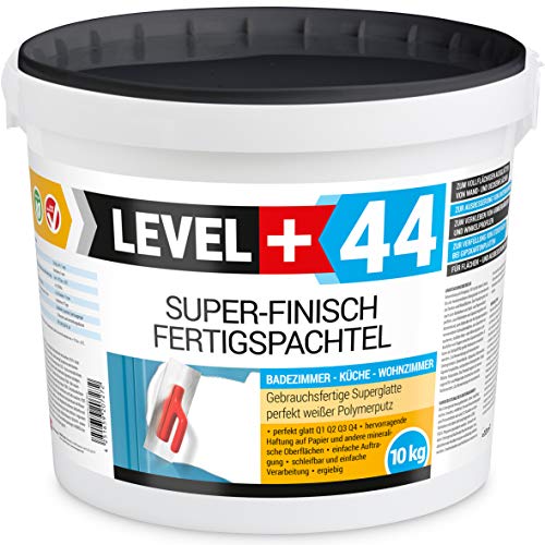 Super Finish Spachtel 10kg Fertigspachtel Q4 Perfekt Glätt Flächen Füll für Küche Bad Wohnzimmer RM44 von LEVEL PLUS