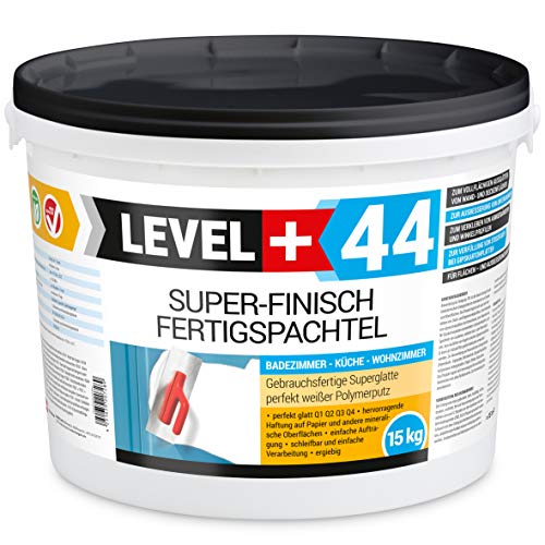 Super Finish Spachtel 15kg Fertigspachtel Q4 Perfekt Glätt Flächen Füll für Küche Bad Wohnzimmer RM44 von LEVEL PLUS