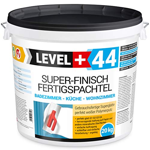 Super Finish Spachtel 20kg Fertigspachtel Q4 Perfekt Glätt Flächen Füll für Küche Bad Wohnzimmer RM44 von LEVEL PLUS
