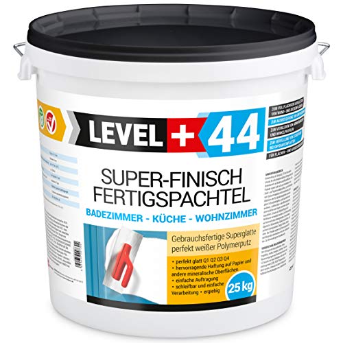 Super Finish Spachtel 25kg Fertigspachtel Q4 Perfekt Glätt Flächen Füll für Küche Bad Wohnzimmer RM44 von LEVEL PLUS