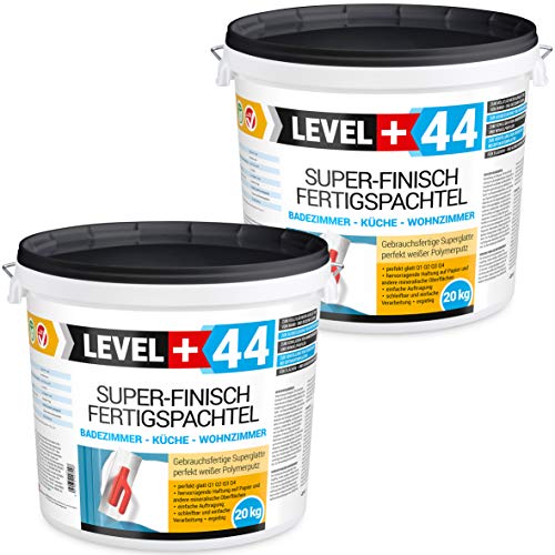 Super Finish Spachtel 40kg Fertigspachtel Q4 Perfekt Glätt Flächen Füll für Küche Bad Wohnzimmer RM44 von LEVEL PLUS