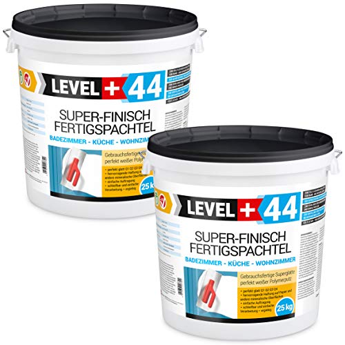 Super Finish Spachtel 50kg Fertigspachtel Q4 Perfekt Glätt Flächen Füll für Küche Bad Wohnzimmer RM44 von LEVEL PLUS