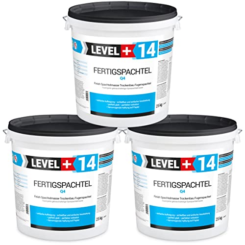 75 kg Fertigspachtel Spachtelmasse Glättspachtel Fugenspachtel reinweiss Weiß RM14 von LEVEL PLUS