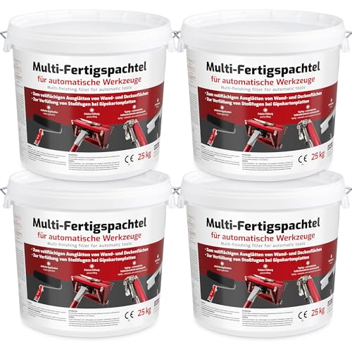 Fertigspachtel Mehrzweckspachtel Q1-Q4, Fugenspachtel Innen 100kg Perfekt Weiss Multispachtel Glätten Taping Füll Finish L5 von LEVEL+