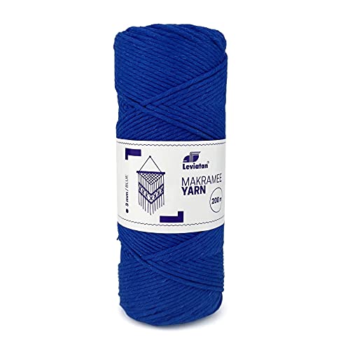 LEVIATAN Natürliches Makramee garn - 200m superweiche Makramee Schnur mit 3mm Einfachdrehung - 100% makramee Baumwolle Baumwollfadenseil für Basteln, Hochzeits- und Weihnachtsdekorationen Blau LEVIATAN Natürliches Makramee garn - 200m superweiche Makramee Schnur mit 3mm Einfachdrehung - 100% makramee Baumwolle Baumwollfadenseil für Basteln, Hochzeits- und Weihnachtsdekorationen Blau von Leviatan