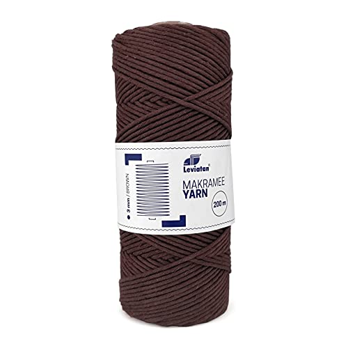 LEVIATAN Natürliches Makramee garn - 200m superweiche Makramee Schnur mit 3mm Einfachdrehung - 100% makramee Baumwolle Baumwollfadenseil für Basteln, Hochzeits- und Weihnachtsdekorationen Bronze LEVIATAN Natürliches Makramee garn - 200m superweiche Makramee Schnur mit 3mm Einfachdrehung - 100% makramee Baumwolle Baumwollfadenseil für Basteln, Hochzeits- und Weihnachtsdekorationen Bronze von Leviatan