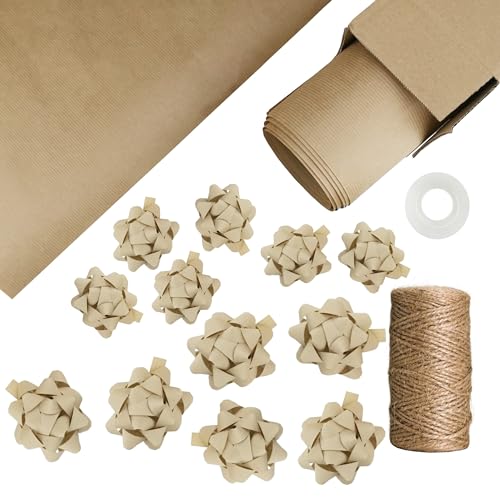 LEVIATAN Geschenkverpackungsset, Geschenkpapier, selbstklebenden dekorativen Sternen, Jutekordel und Klebeband, Geschenkpapier, Selbstklebende Sterne, Jutekordel, Klebeband, M, Kraft LEVIATAN Geschenkverpackungsset, Geschenkpapier, selbstklebenden dekorativen Sternen, Jutekordel und Klebeband, Geschenkpapier, Selbstklebende Sterne, Jutekordel, Klebeband, M, Kraft von Leviatan