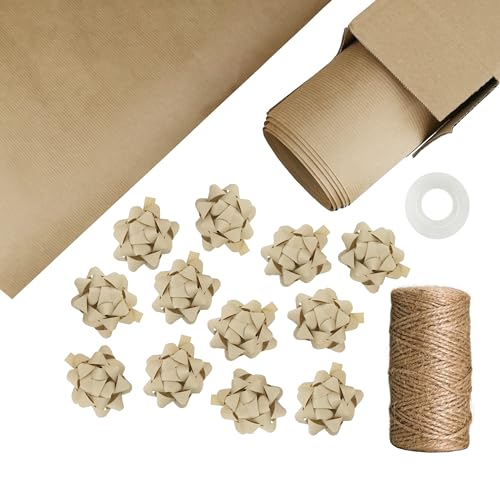 LEVIATAN Geschenkverpackungsset, Geschenkpapier, selbstklebenden dekorativen Sternen, Jutekordel und Klebeband, Geschenkpapier, Selbstklebende Sterne, Jutekordel, Klebeband, S, Kraft LEVIATAN Geschenkverpackungsset, Geschenkpapier, selbstklebenden dekorativen Sternen, Jutekordel und Klebeband, Geschenkpapier, Selbstklebende Sterne, Jutekordel, Klebeband, S, Kraft von Leviatan