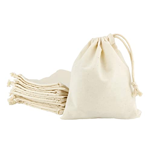 IDEA HOME Baumwolle Kleine Beutel mit Kordelzug 10 Stück - Baumwollsäckchen 17 x 20 cm - Geschenktüten Baumwoll Säckchen Klein - Baumwollbeutel für Schmuck, Hochzeit, Weihnachten von IDEA HOME