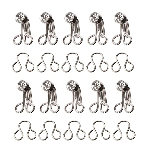 Haken- und Ösennähen, Haken- und Ösenverschlüsse, Nähzubehör, 30 Set Strass-Haken- und Ösenverschlüsse for Kleid, Rock, Kragen, BH, Nähen von Kragenhaken for Kleidung, BHs, DIY-Handwerk (Farbe: Silber Haken- und Ösennähen, Haken- und Ösenverschlüsse, Nähzubehör, 30 Set Strass-Haken- und Ösenverschlüsse for Kleid, Rock, Kragen, BH, Nähen von Kragenhaken for Kleidung, BHs, DIY-Handwerk (Farbe: Silber von LEVINE