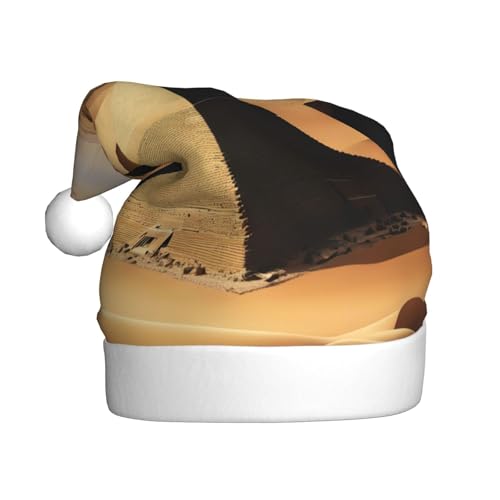 LEVNDIEJ Ägyptische Pyramide in Wüste 01 Weihnachtsmannmütze, Erwachsene, Weihnachtsmütze, Urlaub für Unisex, Weihnachtsmütze für Neujahrsparty von LEVNDIEJ