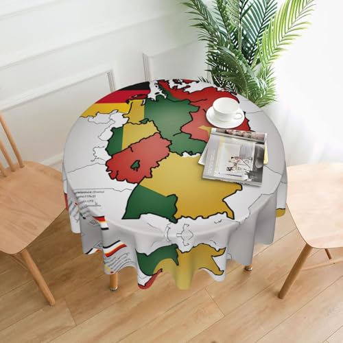 LEVNDIEJ Abstrakte deutsche Flagge Map01 Druck, runde Tischdecke, für drinnen und draußen, Tischdecke, Picknick-Tischdecke, Küche, Terrasse, Party von LEVNDIEJ