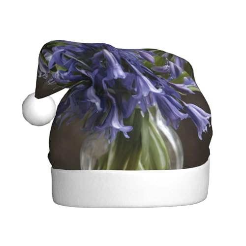 LEVNDIEJ Bluebell Bouquet03 Weihnachtsmannmütze, Erwachsene, Weihnachtsmütze, Urlaub für Unisex, Weihnachtsmütze für Neujahr, festliche Party von LEVNDIEJ