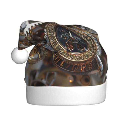 LEVNDIEJ Clock Gear Weihnachtsmannmütze, Erwachsene, Weihnachtsmütze, Feiertag für Unisex, Weihnachtsmütze für Neujahr, festliche Party von LEVNDIEJ