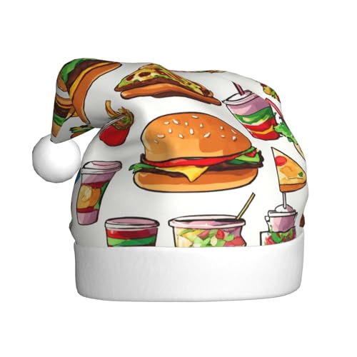 LEVNDIEJ Fast-Food-Weihnachtsmütze für Erwachsene, Weihnachtsmütze, Feiertag für Unisex, Weihnachtsmütze für Neujahr, festliche Party von LEVNDIEJ