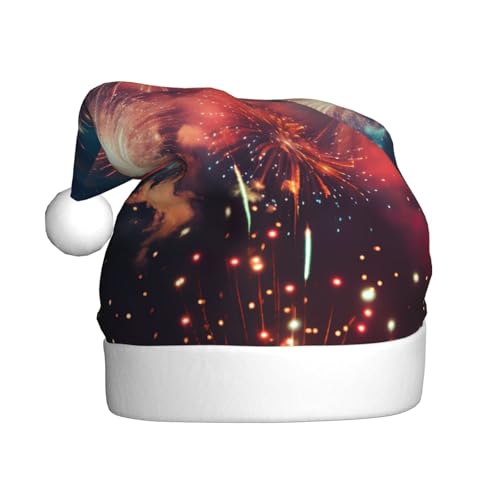 LEVNDIEJ Feuerwerk Weihnachtsmannmütze, Erwachsene, Weihnachtsmütze, Urlaub für Unisex, Weihnachtsmütze für Neujahr, festliche Party von LEVNDIEJ