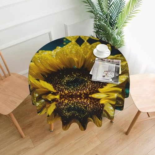 LEVNDIEJ Gelbe Sonnenblume Druck Runde Tischdecken Indoor Outdoor Tischdecke Picknick Tischabdeckungen Küche Patio Party von LEVNDIEJ