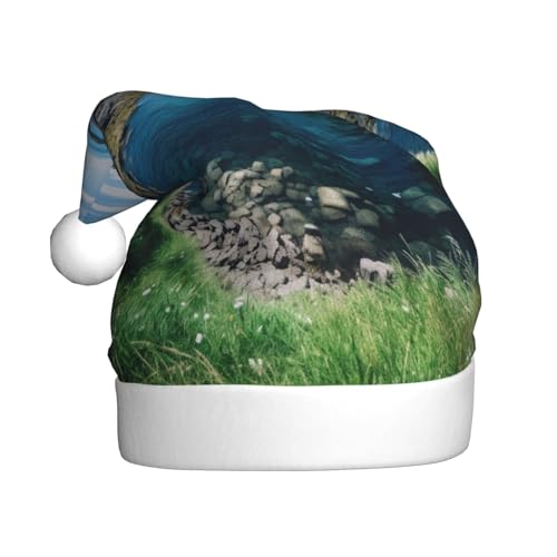 LEVNDIEJ Jeju Island Korea Weihnachtsmannmütze, Erwachsene, Weihnachtsmütze, Urlaub für Unisex, Weihnachtsmütze für Neujahr, festliche Party von LEVNDIEJ