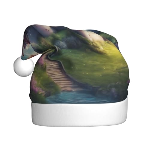 LEVNDIEJ Magic Fairy Tale Castle01 Weihnachtsmannmütze, Erwachsene, Weihnachtsmütze, Urlaub für Unisex, Weihnachtsmütze für Neujahrsparty von LEVNDIEJ