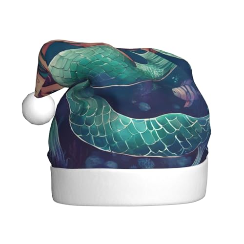 LEVNDIEJ Mermaid04 Weihnachtsmütze für Erwachsene, Weihnachtsmütze, Unisex Weihnachtsmütze für Neujahr, festliche Party von LEVNDIEJ