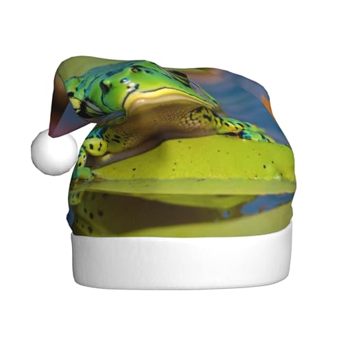 LEVNDIEJ Niedliche Frosch-Weihnachtsmannmütze, Erwachsene, Weihnachtsmütze, Feiertag für Unisex, Weihnachtsmütze für Neujahr, festliche Party von LEVNDIEJ