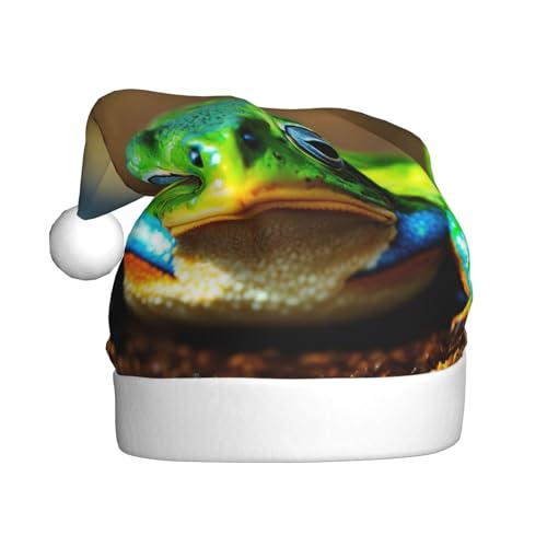 LEVNDIEJ Niedliche Frosch-Weihnachtsmannmütze, Erwachsene, Weihnachtsmütze, Feiertag für Unisex, Weihnachtsmütze für Neujahr, festliche Party von LEVNDIEJ