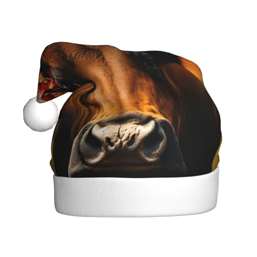 LEVNDIEJ Niedliche Kuh-Weihnachtsmannmütze, Erwachsene, Weihnachtsmütze, Urlaub für Unisex, Weihnachtsmütze für Neujahrsparty von LEVNDIEJ