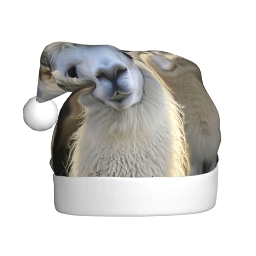 LEVNDIEJ Niedliche Lama-Weihnachtsmannmütze, Erwachsene, Weihnachtsmütze, Feiertag für Unisex, Weihnachtsmütze für Neujahr, festliche Party von LEVNDIEJ
