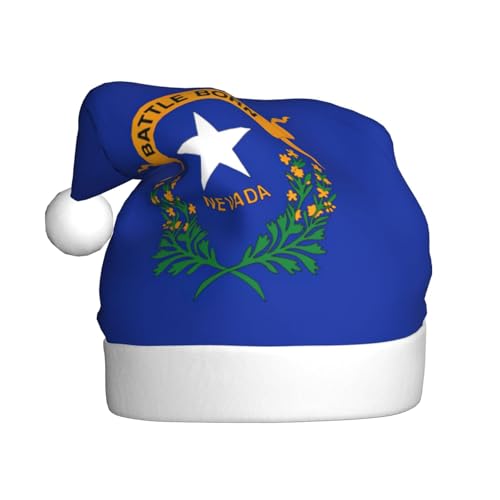 LEVNDIEJ Nikolausmütze, Motiv: Nevada-Flagge, für Erwachsene, Weihnachtsmütze, Urlaub für Unisex, Weihnachtsmütze für Neujahrsparty von LEVNDIEJ
