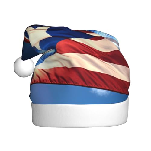 LEVNDIEJ Puerto Rico Tapete, Flagge, Weihnachtsmannmütze, Erwachsene, Weihnachtsmütze, Urlaub für Unisex, Weihnachtsmütze für Neujahr, festliche Party von LEVNDIEJ