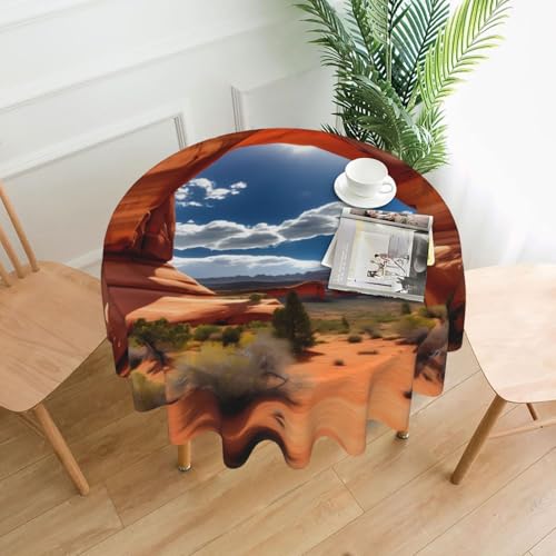 LEVNDIEJ Runde Tischdecke mit Arches Nationalpark-Standard-Druck, für drinnen und draußen, Picknick-Tischdecke, Küche, Terrasse, Party von LEVNDIEJ