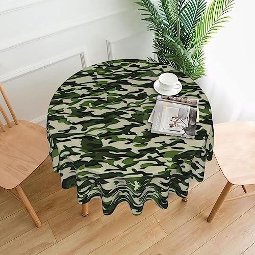 LEVNDIEJ Runde Tischdecke mit Camouflage-Muster, für drinnen und draußen, Picknick-Tischdecke, Küche, Terrasse, Party von LEVNDIEJ