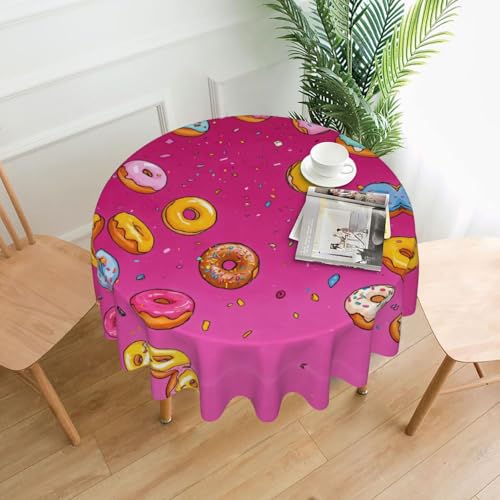 LEVNDIEJ Runde Tischdecke mit Donut-Druck, für drinnen und draußen, Picknick-Tischdecke, Küche, Terrasse, Party von LEVNDIEJ