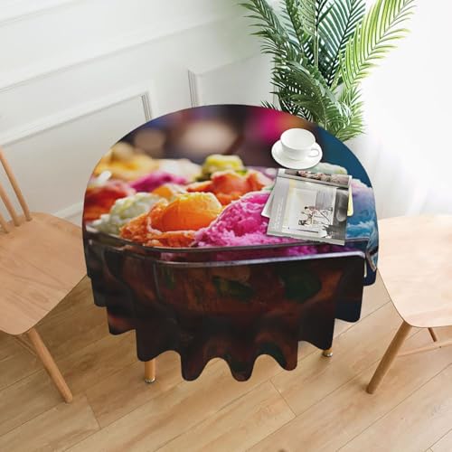 LEVNDIEJ Runde Tischdecke mit Eiscreme-Aufdruck, für drinnen und draußen, Picknick-Tischdecken, Küche, Terrasse, Party von LEVNDIEJ