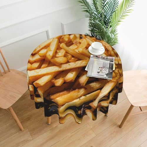 LEVNDIEJ Runde Tischdecke mit Fast Food-Druck, für drinnen und draußen, Picknick-Tischdecke, Küche, Terrasse, Party von LEVNDIEJ