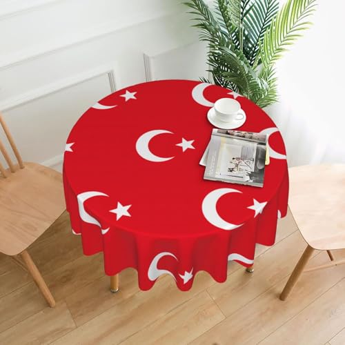 LEVNDIEJ Runde Tischdecke mit Flagge der Türkei, für drinnen und draußen, Picknick-Tischdecke, Küche, Terrasse, Party von LEVNDIEJ