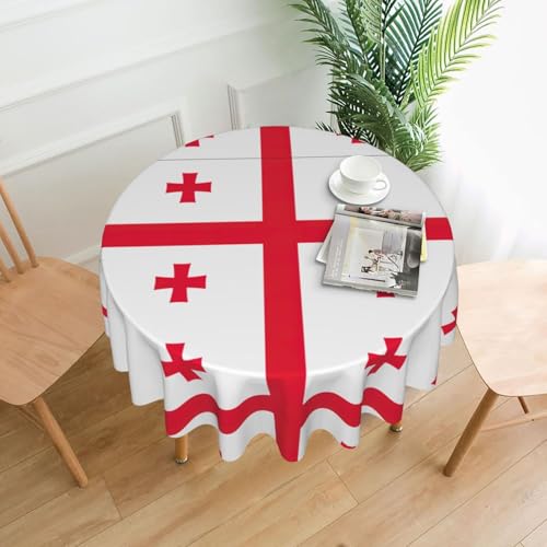 LEVNDIEJ Runde Tischdecke mit Flagge von Georgia, für drinnen und draußen, Picknick-Tischdecke, Küche, Terrasse, Party von LEVNDIEJ