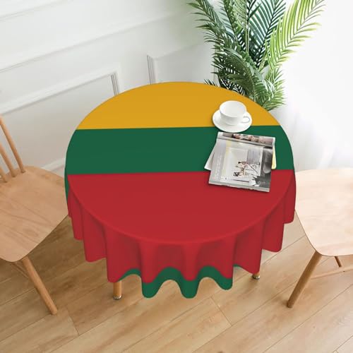 LEVNDIEJ Runde Tischdecke mit Flagge von Litauen, für drinnen und draußen, Picknick-Tischdecke, Küche, Terrasse, Party von LEVNDIEJ