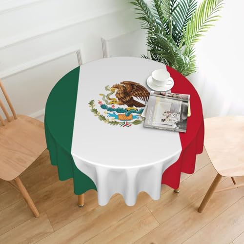 LEVNDIEJ Runde Tischdecke mit Flagge von Mexiko, für drinnen und draußen, Picknick-Tischdecke, Küche, Terrasse, Party von LEVNDIEJ