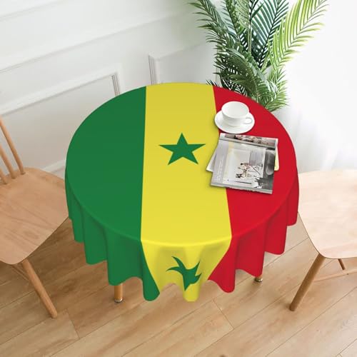 LEVNDIEJ Runde Tischdecke mit Flagge von Senegal, für drinnen und draußen, Picknick-Tischdecke, Küche, Terrasse, Party von LEVNDIEJ