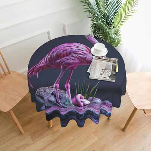 LEVNDIEJ Runde Tischdecke mit Flamingo-Druck, für drinnen und draußen, Picknick-Tischdecke, Küche, Terrasse, Party von LEVNDIEJ
