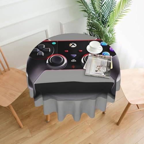 LEVNDIEJ Runde Tischdecke mit Game-Controller-Druck, für drinnen und draußen, Picknick-Tischdecke, Küche, Terrasse, Party von LEVNDIEJ