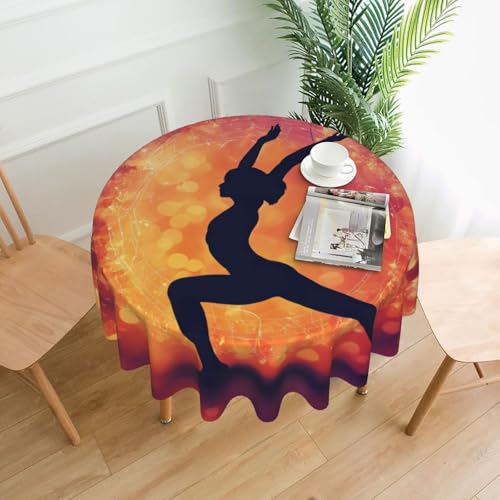 LEVNDIEJ Runde Tischdecke mit Gymnastik-Spieldruck, für drinnen und draußen, Picknick-Tischdecke, Küche, Terrasse, Party von LEVNDIEJ